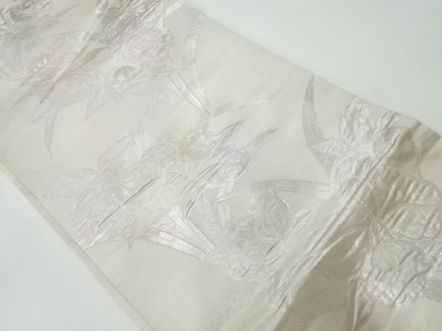 JAPANESE KIMONO / ANTIQUE FUKURO OBI / SILK / WOVEN FLOWER